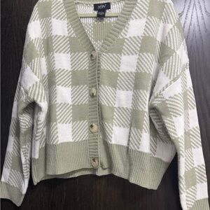 Just Polly Green Checkered Cardigan